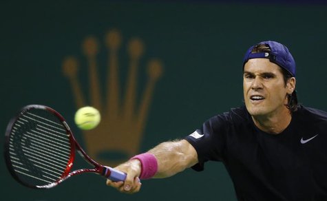 Tommy Haas of Germany hits a shot against Sam Querrey of the U.S. during their men's singles match at the Shanghai Masters tennis tournament Tommy Haas of Germany hits a shot against Sam Querrey of the U.S. during their men's singles match at the Shanghai Masters tennis tournament