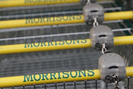Shopping trolleys are seen at a Morrisons supermarket in London January 9, 2014. REUTERS/Stefan Wermuth Shopping trolleys are seen at a Morrisons supermarket in London January 9, 2014. REUTERS/Stefan Wermuth
