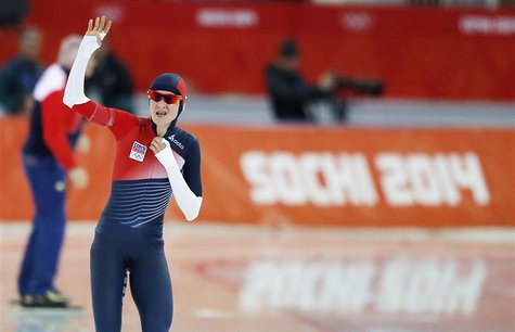 Martina Sablikova of the Czech Republic waves after the women's 5,000 metres speed skating race at the Adler Arena in the Sochi 2014 Winter Martina Sablikova of the Czech Republic waves after the women's 5,000 metres speed skating race at the Adler Arena in the Sochi 2014 Winter
