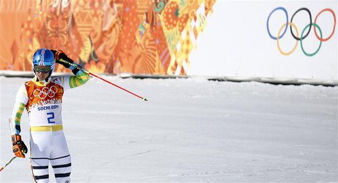 Germany's Felix Neureuther reacts after the second run of the men's alpine skiing giant slalom event at the 2014 Sochi Winter Olympics at th Germany's Felix Neureuther reacts after the second run of the men's alpine skiing giant slalom event at the 2014 Sochi Winter Olympics at th