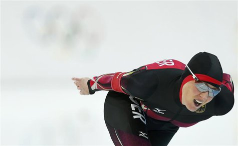 Germany's Claudia Pechstein skates during the women's 5,000 metres speed skating race at the Adler Arena in the Sochi 2014 Winter Olympic Ga Germany's Claudia Pechstein skates during the women's 5,000 metres speed skating race at the Adler Arena in the Sochi 2014 Winter Olympic Ga