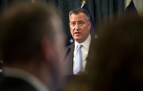 New York Mayor Bill de Blasio delivers the budget address at City Hall in New York February 12, 2014. REUTERS/Craig Ruttle/Pool New York Mayor Bill de Blasio delivers the budget address at City Hall in New York February 12, 2014. REUTERS/Craig Ruttle/Pool