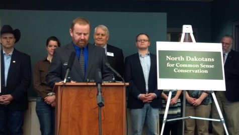 North Dakotans for Common Sense Conservation hold news conference in Bismarck.
(Photo courtesy Dave Thompson, KCND) North Dakotans for Common Sense Conservation hold news conference in Bismarck.
(Photo courtesy Dave Thompson, KCND)