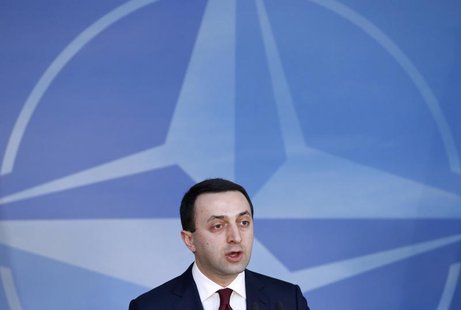 Georgia's Prime Minister Irakly Garibashvili holds a news conference after meeting NATO Secretary-General Anders Fogh Rasmussen (unseen) at Georgia's Prime Minister Irakly Garibashvili holds a news conference after meeting NATO Secretary-General Anders Fogh Rasmussen (unseen) at