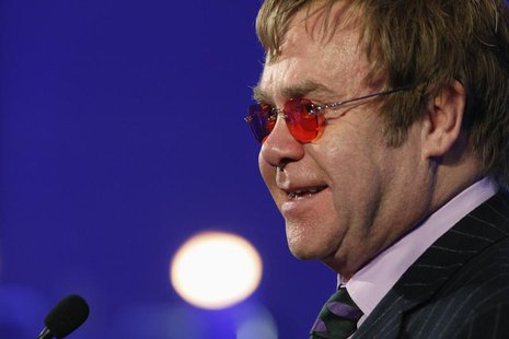 Musician Elton John delivers remarks after receiving a lifetime achievement award for his philanthropic work from the Rockefeller Foundation Musician Elton John delivers remarks after receiving a lifetime achievement award for his philanthropic work from the Rockefeller Foundation