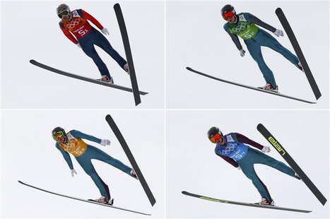 Combination picture showing (top L to R) members of the U.S. team Todd Lodwick, Taylor Fletcher, (bottom L to R) Bill Demong and Bryan Fletc Combination picture showing (top L to R) members of the U.S. team Todd Lodwick, Taylor Fletcher, (bottom L to R) Bill Demong and Bryan Fletc