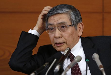Bank of Japan Governor Haruhiko Kuroda scratches his head as he listens to questions from a reporter during a news conference at the BOJ hea Bank of Japan Governor Haruhiko Kuroda scratches his head as he listens to questions from a reporter during a news conference at the BOJ hea