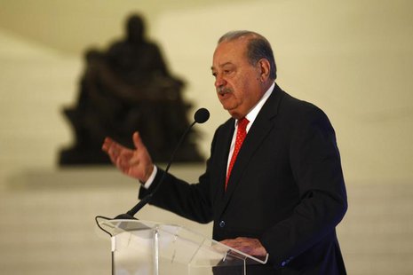 Mexican billionaire Carlos Slim speaks during the presentation of a digital platform, which was created in partnership with the Carlos Slim Mexican billionaire Carlos Slim speaks during the presentation of a digital platform, which was created in partnership with the Carlos Slim