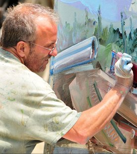 A painter at work. A painter at work.