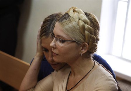 Ukrainian ex-prime minister Yulia Tymoshenko (R) and her daughter Yevhenia attend a session at the Pecherskiy district court in Kiev in this Ukrainian ex-prime minister Yulia Tymoshenko (R) and her daughter Yevhenia attend a session at the Pecherskiy district court in Kiev in this
