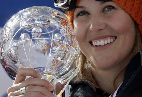 Canada's Sarah Burke celebrates after winning the Ladies' halfpipe freestyle FIS World Cup Grand Finals 2008 in Chiesa Valmalenco March 12, Canada's Sarah Burke celebrates after winning the Ladies' halfpipe freestyle FIS World Cup Grand Finals 2008 in Chiesa Valmalenco March 12,