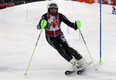 Mexico's Hubertus Von Hohenlohe skis during the first run of the men's alpine skiing slalom event at the 2014 Sochi Winter Olympics at the R Mexico's Hubertus Von Hohenlohe skis during the first run of the men's alpine skiing slalom event at the 2014 Sochi Winter Olympics at the R