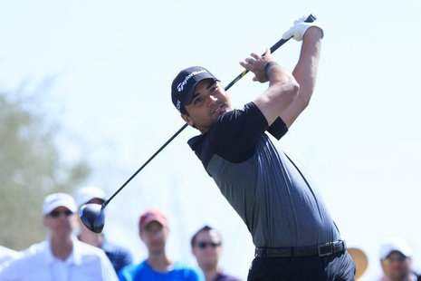 Feb 22, 2014; Marana, AZ, USA; Jason Day reacts after hitting his tee shot on the 11th hole during the fourth round of the World Golf Champi Feb 22, 2014; Marana, AZ, USA; Jason Day reacts after hitting his tee shot on the 11th hole during the fourth round of the World Golf Champi
