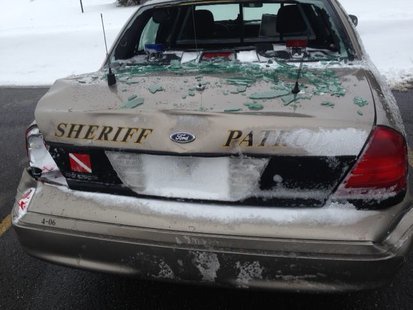 Allegan County Sheriff's vehicle damaged in crash Friday at 40th Street and 147th Avenue in Overisel Township. (From Allegan County Sheriff's Department) Allegan County Sheriff's vehicle damaged in crash Friday at 40th Street and 147th Avenue in Overisel Township. (From Allegan County Sheriff's Department)