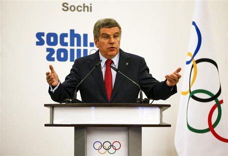 International Olympic Committee (IOC) President Thomas Bach speaks at the IOC session on the final day of the Sochi 2014 Olympic Winter Game International Olympic Committee (IOC) President Thomas Bach speaks at the IOC session on the final day of the Sochi 2014 Olympic Winter Game