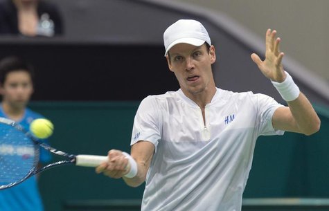 Tomas Berdych of Czech Republic hits a forehand against Marin Cilic of Croatia during their final match of the ABN AMRO tennis tournament in Tomas Berdych of Czech Republic hits a forehand against Marin Cilic of Croatia during their final match of the ABN AMRO tennis tournament in