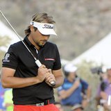 Feb 23, 2014; Marana, AZ, USA; Victor Dubuisson reacts after his putt on the 21st hole after winning the final round of the World Golf Champ Feb 23, 2014; Marana, AZ, USA; Victor Dubuisson reacts after his putt on the 21st hole after winning the final round of the World Golf Champ