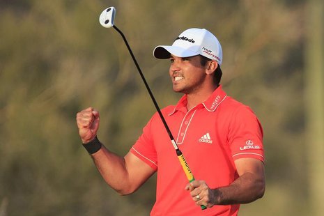 Feb 23, 2014; Marana, AZ, USA; Jason Day reacts after making a putt on the 23rd hole to beat Victor Dubuisson (not shown) during the final r Feb 23, 2014; Marana, AZ, USA; Jason Day reacts after making a putt on the 23rd hole to beat Victor Dubuisson (not shown) during the final r