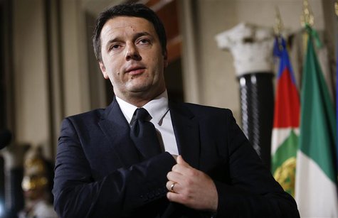 Italy's newly elected Prime Minister Matteo Renzi arrives for a news conference following a meeting with Italian president Giorgio Napolitan Italy's newly elected Prime Minister Matteo Renzi arrives for a news conference following a meeting with Italian president Giorgio Napolitan