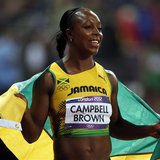 Jamaica's Veronica Campbell-Brown celebrates after finishing third the women's 100m final during the London 2012 Olympic Games at the Olympi Jamaica's Veronica Campbell-Brown celebrates after finishing third the women's 100m final during the London 2012 Olympic Games at the Olympi