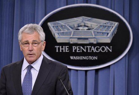 U.S. Secretary of Defense Chuck Hagel makes remarks to the press on looming budget cuts at the Pentagon, Arlington, Virginia, February 24, 2 U.S. Secretary of Defense Chuck Hagel makes remarks to the press on looming budget cuts at the Pentagon, Arlington, Virginia, February 24, 2