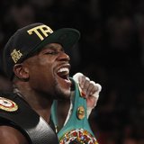 Floyd Mayweather Jr. of the U.S. celebrates his victory over WBC/WBA 154-pound champion Canelo Alvarez at the MGM Grand Garden Arena in Las Floyd Mayweather Jr. of the U.S. celebrates his victory over WBC/WBA 154-pound champion Canelo Alvarez at the MGM Grand Garden Arena in Las