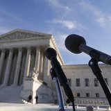 Microphones are set up for attorneys in front of the U.S. Supreme Court for them to talk after delivering oral arguments in a U.S. REUTERS/L Microphones are set up for attorneys in front of the U.S. Supreme Court for them to talk after delivering oral arguments in a U.S. REUTERS/L