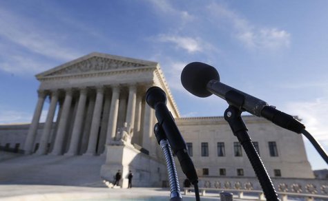Microphones are set up for attorneys in front of the U.S. Supreme Court for them to talk after delivering oral arguments in a U.S. REUTERS/L Microphones are set up for attorneys in front of the U.S. Supreme Court for them to talk after delivering oral arguments in a U.S. REUTERS/L