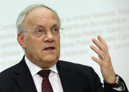 Swiss Economy Minister Johann Schneider-Ammann attends a news conference in Bern February 25, 2014. REUTERS/Thomas Hodel Swiss Economy Minister Johann Schneider-Ammann attends a news conference in Bern February 25, 2014. REUTERS/Thomas Hodel