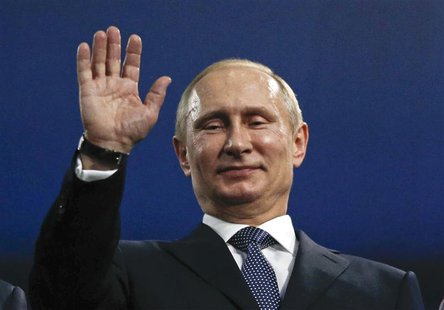 Russia's President Vladimir Putin waves during the closing ceremony for the 2014 Sochi Winter Olympics February 23, 2014. REUTERS/Phil Noble Russia's President Vladimir Putin waves during the closing ceremony for the 2014 Sochi Winter Olympics February 23, 2014. REUTERS/Phil Noble
