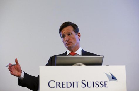 Brady W. Dougan, CEO of Credit Suisse, addresses the full year results conference in Zurich February 6, 2014. REUTERS/Denis Balibouse Brady W. Dougan, CEO of Credit Suisse, addresses the full year results conference in Zurich February 6, 2014. REUTERS/Denis Balibouse