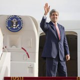U.S. Secretary of State John Kerry waves as he departs Abu Dhabi International Airport February 18, 2014. REUTERS/Evan Vucci/Pool U.S. Secretary of State John Kerry waves as he departs Abu Dhabi International Airport February 18, 2014. REUTERS/Evan Vucci/Pool