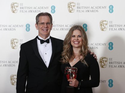 Chris Buck and Jennifer Lee celebrate after winning the Animated Film category for "Frozen" at the British Academy of Film and Arts (BAFTA) Chris Buck and Jennifer Lee celebrate after winning the Animated Film category for "Frozen" at the British Academy of Film and Arts (BAFTA)