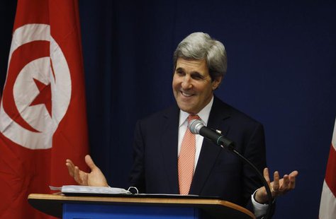U.S. Secretary of State John Kerry speaks during a news conference in Tunis February 18, 2014. REUTERS/Zoubeir Souissi U.S. Secretary of State John Kerry speaks during a news conference in Tunis February 18, 2014. REUTERS/Zoubeir Souissi