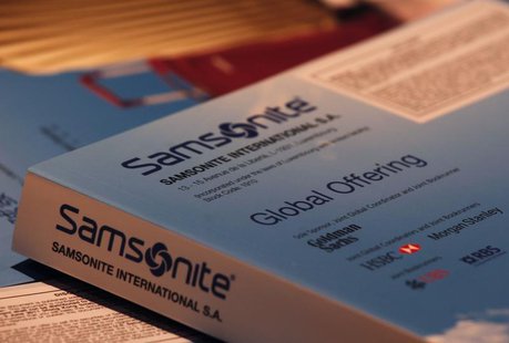 Brochures for Samsonite's global offering are shown during a news conference in Hong Kong June 2, 2011. REUTERS/Bobby Yip Brochures for Samsonite's global offering are shown during a news conference in Hong Kong June 2, 2011. REUTERS/Bobby Yip