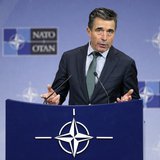NATO Secretary-General Anders Fogh Rasmussen addresses a news conference during a NATO defence ministers meeting at the Alliance headquarter NATO Secretary-General Anders Fogh Rasmussen addresses a news conference during a NATO defence ministers meeting at the Alliance headquarter