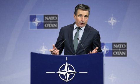 NATO Secretary-General Anders Fogh Rasmussen addresses a news conference during a NATO defence ministers meeting at the Alliance headquarter NATO Secretary-General Anders Fogh Rasmussen addresses a news conference during a NATO defence ministers meeting at the Alliance headquarter