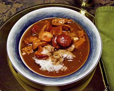 A bowl of gumbo. A bowl of gumbo.
