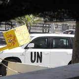 A U.N. vehicle returns to a hotel where experts from the Organisation for the Prohibition of Chemical Weapons (OPCW) are staying, in Damascu A U.N. vehicle returns to a hotel where experts from the Organisation for the Prohibition of Chemical Weapons (OPCW) are staying, in Damascu