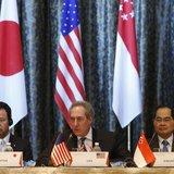 U.S. Trade Representative Michael Froman (C) speaks next to Japan's Economics Minister Akira Amari (L) and Singapore's Trade Minister Lim Hn U.S. Trade Representative Michael Froman (C) speaks next to Japan's Economics Minister Akira Amari (L) and Singapore's Trade Minister Lim Hn