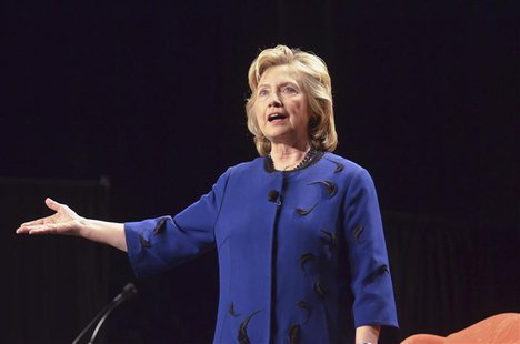 Former U.S. Secretary of State Hillary Clinton, who leads the pack of potential Democratic 2016 presidential contenders, speaks to a group o Former U.S. Secretary of State Hillary Clinton, who leads the pack of potential Democratic 2016 presidential contenders, speaks to a group o