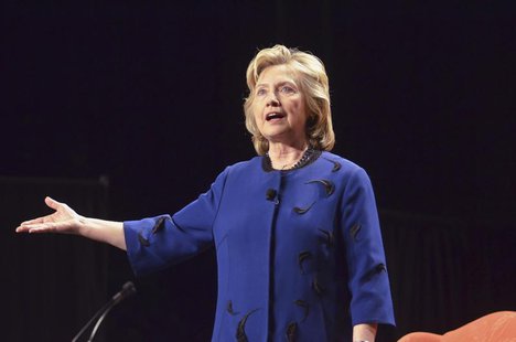 Former U.S. Secretary of State Hillary Clinton, who leads the pack of potential Democratic 2016 presidential contenders, speaks to a group o Former U.S. Secretary of State Hillary Clinton, who leads the pack of potential Democratic 2016 presidential contenders, speaks to a group o