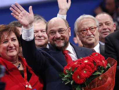 European Parliament President Martin Schulz waves during a pre-election congress of the Party of European Socialists (PES) in Rome March 1, European Parliament President Martin Schulz waves during a pre-election congress of the Party of European Socialists (PES) in Rome March 1,