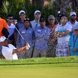 Mar 1, 2014; Palm Beach Gardens, FL, USA; Tiger Woods chips out of a bunker to the 8th green during the third round of The Honda Classic gol Mar 1, 2014; Palm Beach Gardens, FL, USA; Tiger Woods chips out of a bunker to the 8th green during the third round of The Honda Classic gol