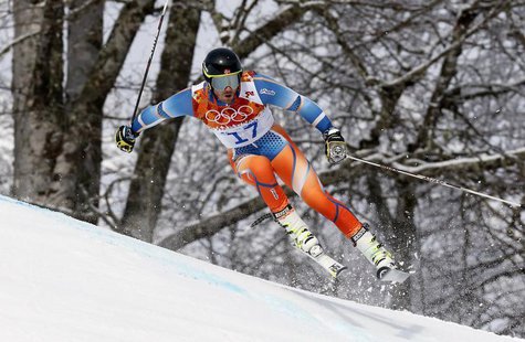 Norway's Kjetil Jansrud skis during the first run of the men's alpine skiing giant slalom event at the 2014 Sochi Winter Olympics at the Ros Norway's Kjetil Jansrud skis during the first run of the men's alpine skiing giant slalom event at the 2014 Sochi Winter Olympics at the Ros