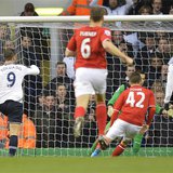 Tottenham Hotspur's Roberto Soldado (L) scores against Cardiff City during their English Premier League soccer match at White Hart Lane in L Tottenham Hotspur's Roberto Soldado (L) scores against Cardiff City during their English Premier League soccer match at White Hart Lane in L