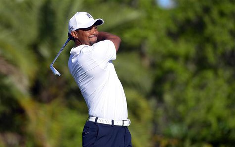 Mar 1, 2014; Palm Beach Gardens, FL, USA; Tiger Woods on the 8th tee during the third round of The Honda Classic golf tournament at PGA Nati Mar 1, 2014; Palm Beach Gardens, FL, USA; Tiger Woods on the 8th tee during the third round of The Honda Classic golf tournament at PGA Nati