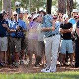 Mar 2, 2014; Palm Beach Gardens, FL, USA; Russell Henley from the pine straw on the eighth hole during the final round of The Honda Classic Mar 2, 2014; Palm Beach Gardens, FL, USA; Russell Henley from the pine straw on the eighth hole during the final round of The Honda Classic