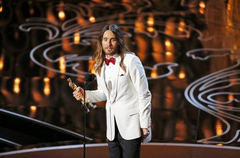 Jared Leto, best supporting actor winner for his role in "Dallas Buyers Club", speaks on stage at the 86th Academy Awards in Hollywood, Cali Jared Leto, best supporting actor winner for his role in "Dallas Buyers Club", speaks on stage at the 86th Academy Awards in Hollywood, Cali