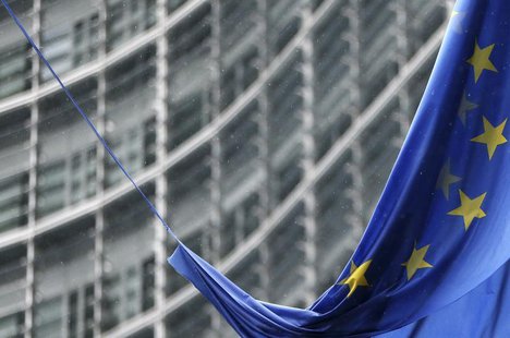 An European Union flag hangs outside the European Commission headquarters in Brussels February 13, 2014. REUTERS/Francois Lenoir An European Union flag hangs outside the European Commission headquarters in Brussels February 13, 2014. REUTERS/Francois Lenoir